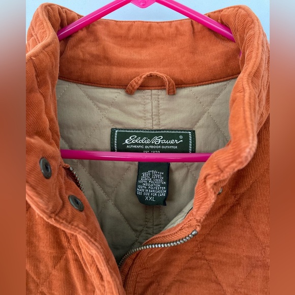 Eddie Bauer | Vintage Corduroy Quilted Jacket Burnt Orange Size XXL - Picture 5 of 13